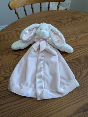 Bearington Baby Pink Bunny Stuffed Animal with Bow Stuffed Animal Lovey Like New
